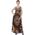 Bohemian Flair In Blue And Earthtones Empire Waist Velour Maxi Dress View1