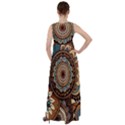 Bohemian Flair In Blue And Earthtones Empire Waist Velour Maxi Dress View2