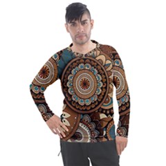 Bohemian Flair In Blue And Earthtones Men s Pique Long Sleeve Tee