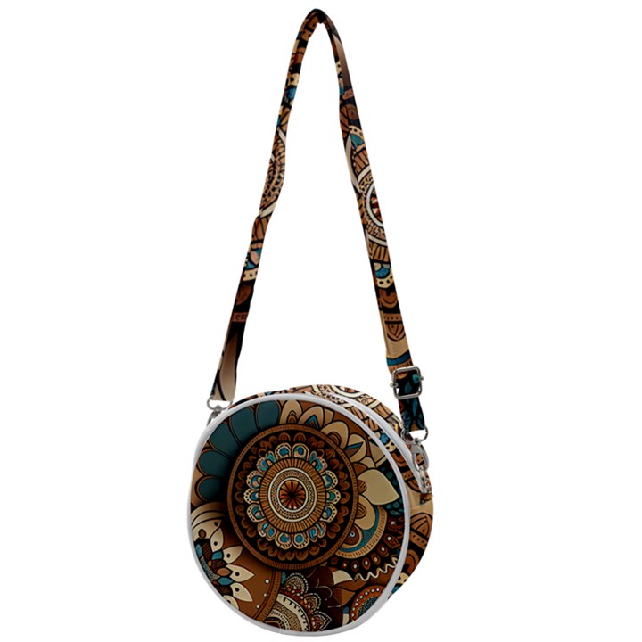 Bohemian Flair In Blue And Earthtones Crossbody Circle Bag