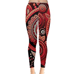 Bohemian Vibes In Vibrant Red Leggings  by HWDesign