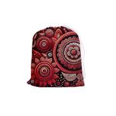 Bohemian Vibes In Vibrant Red Drawstring Pouch (medium) by HWDesign