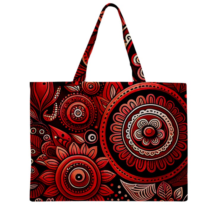 Bohemian Vibes In Vibrant Red Zipper Mini Tote Bag