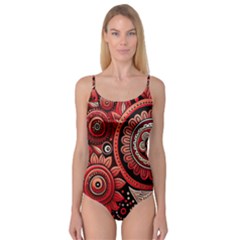 Bohemian Vibes In Vibrant Red Camisole Leotard  by HWDesign