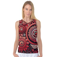 Bohemian Vibes In Vibrant Red Women s Basketball Tank Top by HWDesign