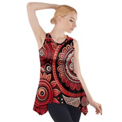 Bohemian Vibes In Vibrant Red Side Drop Tank Tunic by HWDesign