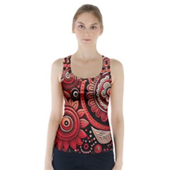 Bohemian Vibes In Vibrant Red Racer Back Sports Top by HWDesign