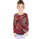 Bohemian Vibes In Vibrant Red Kids  Long Sleeve Tee View1