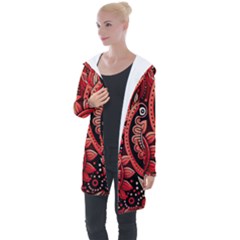 Bohemian Vibes In Vibrant Red Longline Hooded Cardigan by HWDesign