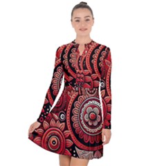 Bohemian Vibes In Vibrant Red Long Sleeve Panel Dress by HWDesign