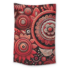 Bohemian Vibes In Vibrant Red Large Tapestry by HWDesign