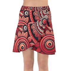 Bohemian Vibes In Vibrant Red Wrap Front Skirt by HWDesign