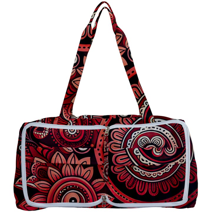 Bohemian Vibes In Vibrant Red Multi Function Bag