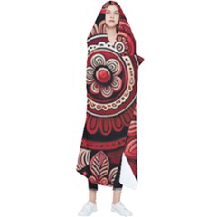 Bohemian Vibes In Vibrant Red Wearable Blanket by HWDesign