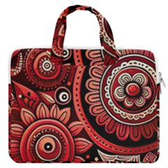 Bohemian Vibes In Vibrant Red Macbook Pro 13  Double Pocket Laptop Bag by HWDesign