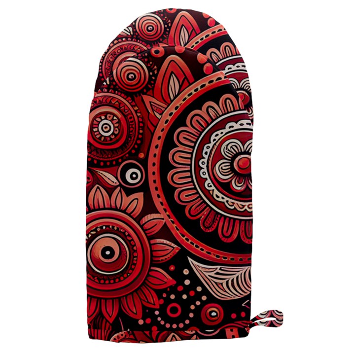 Bohemian Vibes In Vibrant Red Microwave Oven Glove