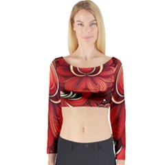 Bohemian Flower Drop Long Sleeve Crop Top by HWDesign