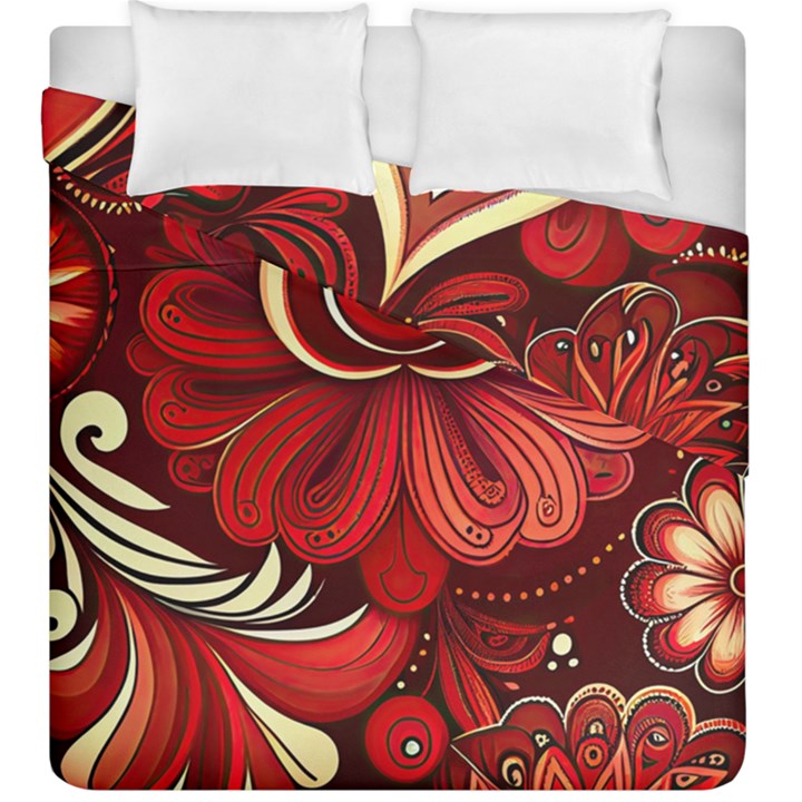 Bohemian Flower Drop Duvet Cover Double Side (King Size)