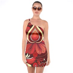 Bohemian Flower Drop One Soulder Bodycon Dress by HWDesign