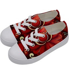 Bohemian Flower Drop Kids  Low Top Canvas Sneakers by HWDesign