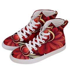 Bohemian Flower Drop Women s Hi-top Skate Sneakers by HWDesign