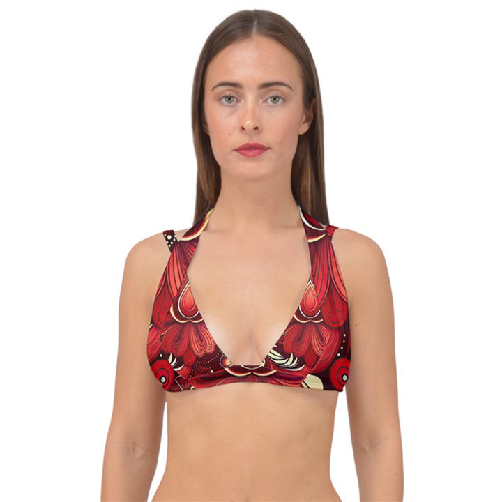 Bohemian Flower Drop Double Strap Halter Bikini Top