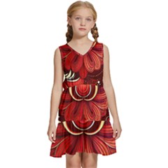 Bohemian Flower Drop Kids  Sleeveless Tiered Mini Dress by HWDesign