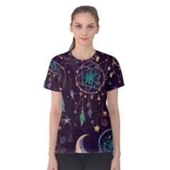 Bohemian  Stars, Moons, And Dreamcatchers Women s Cotton Tee