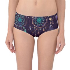 Bohemian  Stars, Moons, And Dreamcatchers Mid-waist Bikini Bottoms