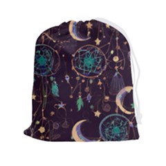 Bohemian  Stars, Moons, And Dreamcatchers Drawstring Pouch (2xl) by HWDesign