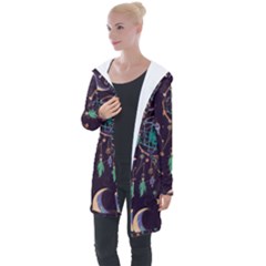 Bohemian  Stars, Moons, And Dreamcatchers Longline Hooded Cardigan by HWDesign