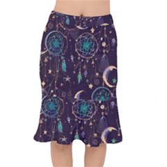 Bohemian  Stars, Moons, And Dreamcatchers Short Mermaid Skirt by HWDesign