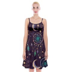 Bohemian  Stars, Moons, And Dreamcatchers Spaghetti Strap Velvet Dress