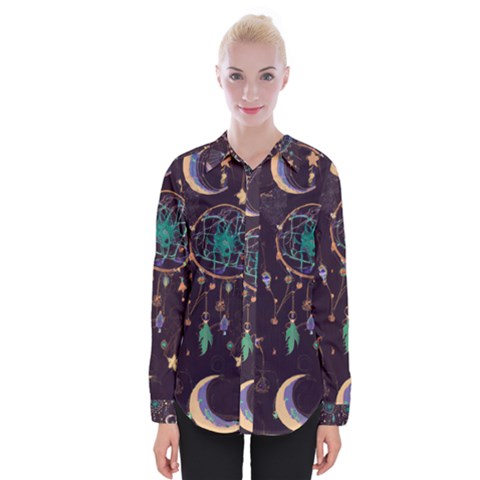 Bohemian  Stars, Moons, And Dreamcatchers Womens Long Sleeve Shirt by HWDesign