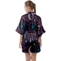 Bohemian  stars, moons, and dreamcatchers Half Sleeve Satin Kimono  View2