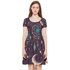 Bohemian  Stars, Moons, And Dreamcatchers Inside Out Cap Sleeve Dress by HWDesign