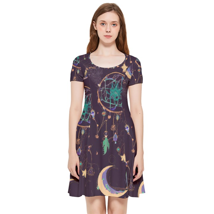 Bohemian  stars, moons, and dreamcatchers Inside Out Cap Sleeve Dress