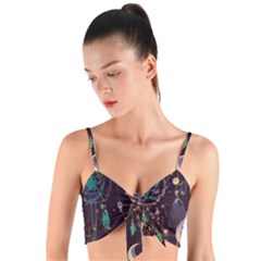 Bohemian  Stars, Moons, And Dreamcatchers Woven Tie Front Bralet