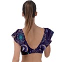 Bohemian  stars, moons, and dreamcatchers Plunge Frill Sleeve Bikini Top View2