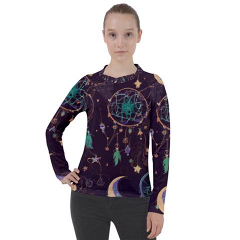 Bohemian  Stars, Moons, And Dreamcatchers Women s Pique Long Sleeve Tee by HWDesign