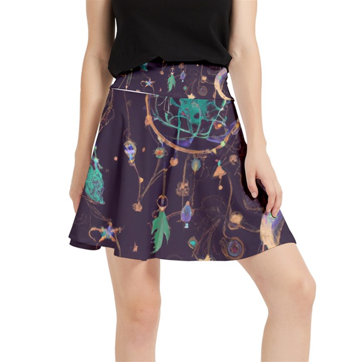 Bohemian  stars, moons, and dreamcatchers Waistband Skirt