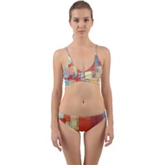 Art Abstract Rectangle Square Wrap Around Bikini Set by Ravend