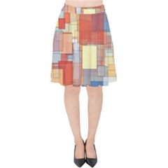 Art Abstract Rectangle Square Velvet High Waist Skirt by Ravend