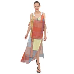 Art Abstract Rectangle Square Maxi Chiffon Cover Up Dress