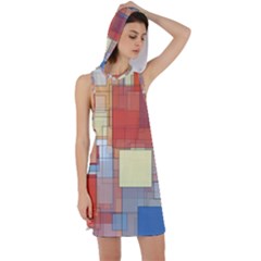 Art Abstract Rectangle Square Racer Back Hoodie Dress by Ravend