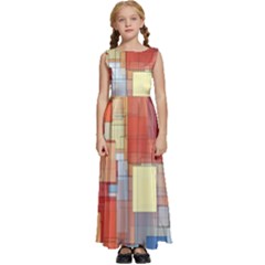 Art Abstract Rectangle Square Kids  Satin Sleeveless Maxi Dress by Ravend