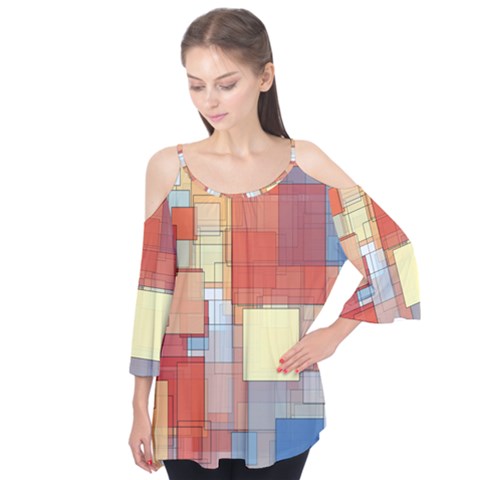 Art Abstract Rectangle Square Flutter Tees by Ravend