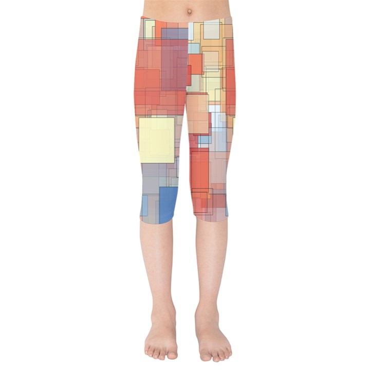 Art Abstract Rectangle Square Kids  Capri Leggings 