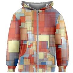 Art Abstract Rectangle Square Kids  Zipper Hoodie Without Drawstring by Ravend