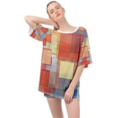 Art Abstract Rectangle Square Oversized Chiffon Top